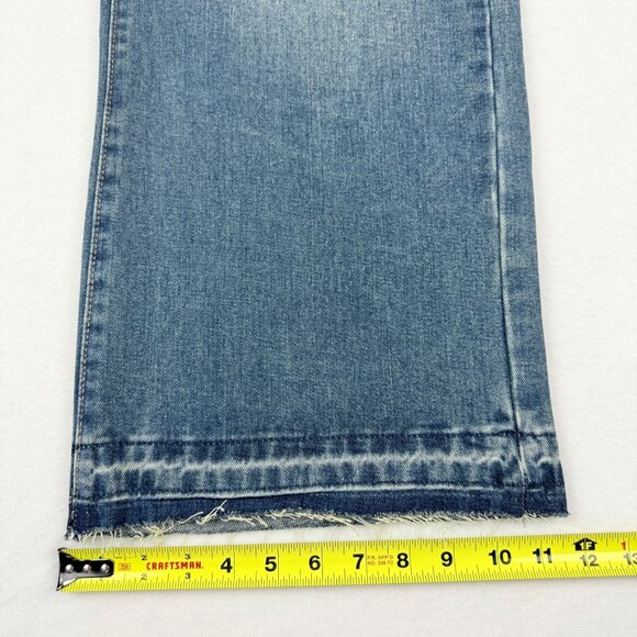 Cali 1850 Women's Wide-Leg Raw Hem Grommet Blue Denim Jeans Size 7/28 NWT - Picture 11 of 11